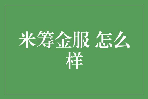 米筹金服 怎么样