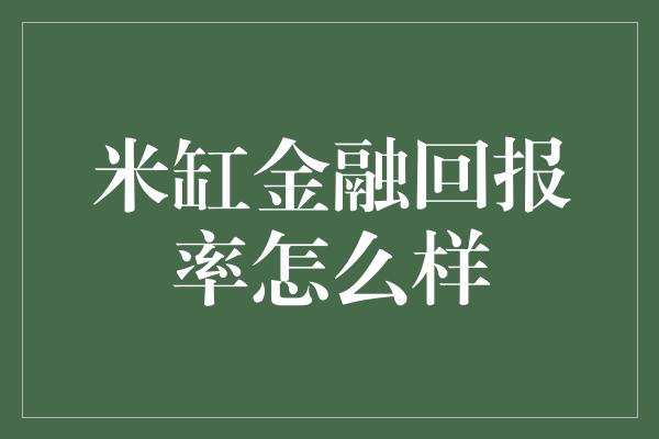 米缸金融回报率怎么样