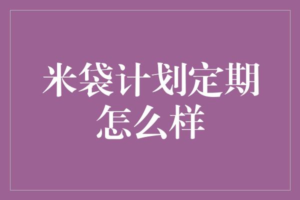 米袋计划定期怎么样