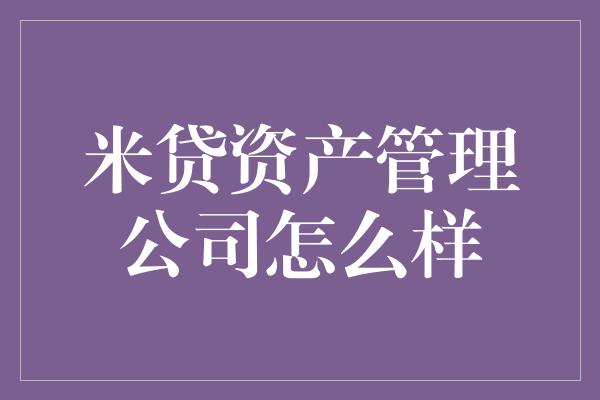 米贷资产管理公司怎么样