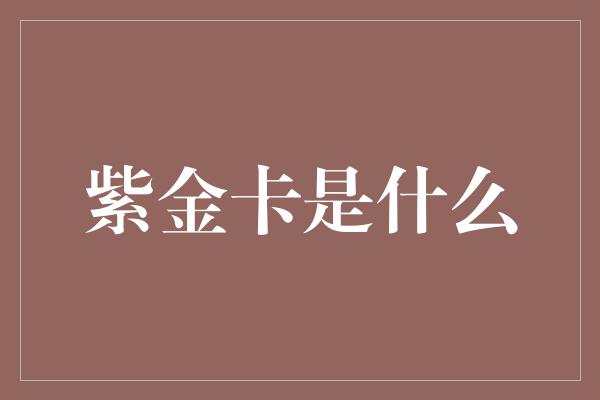 紫金卡是什么