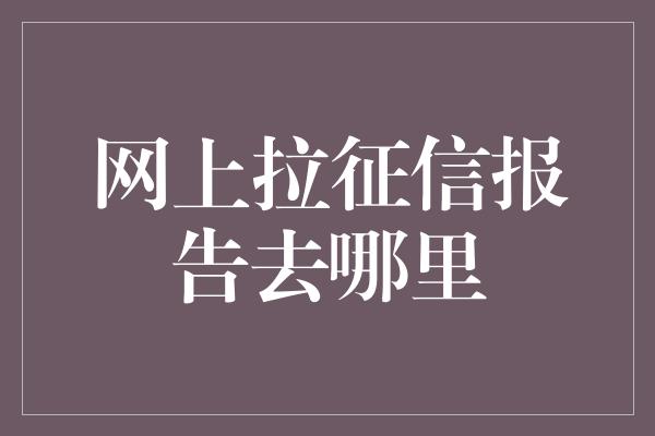 网上拉征信报告去哪里