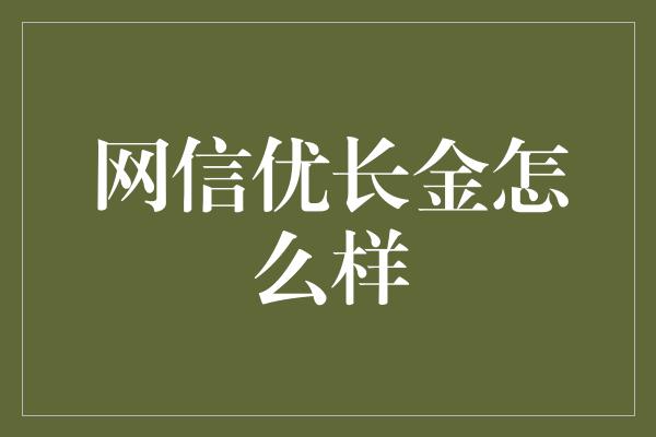 网信优长金怎么样