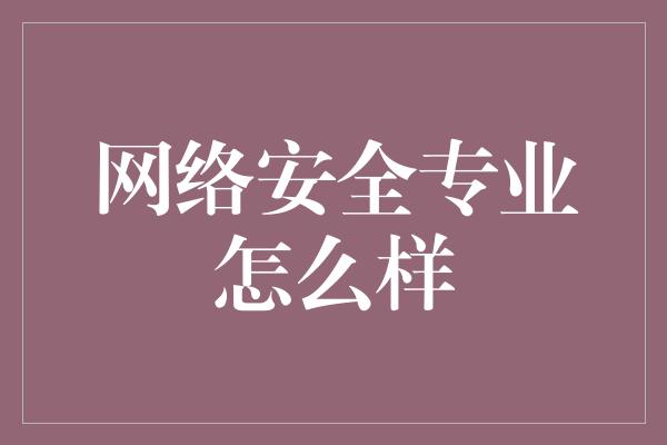 网络安全专业怎么样