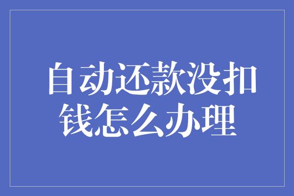 自动还款没扣钱怎么办理