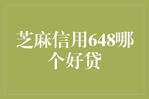 芝麻信用648哪个好贷