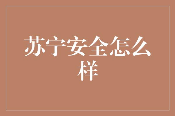 苏宁安全怎么样