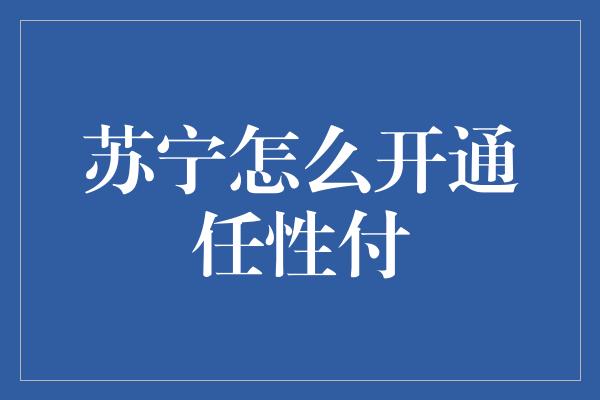 苏宁怎么开通任性付