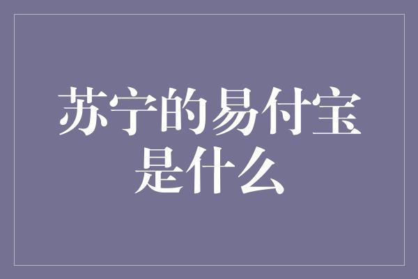 苏宁的易付宝是什么