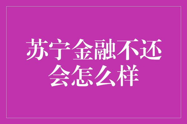 苏宁金融不还会怎么样