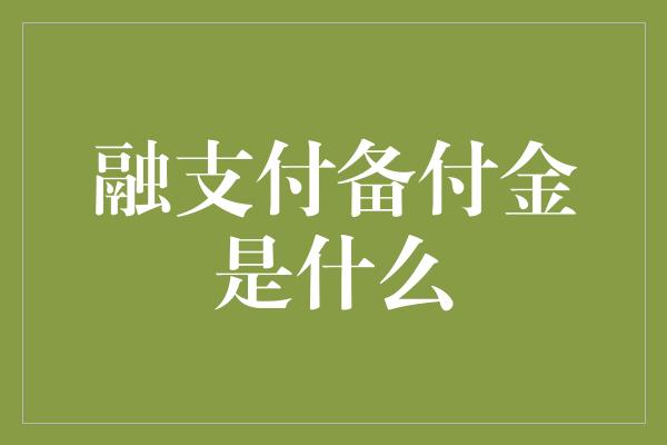 融支付备付金是什么