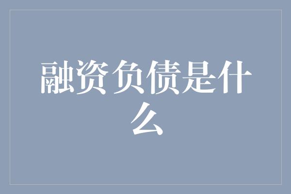 融资负债是什么