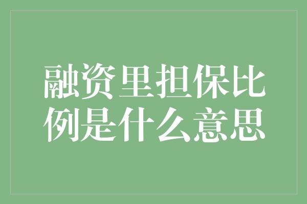 融资里担保比例是什么意思