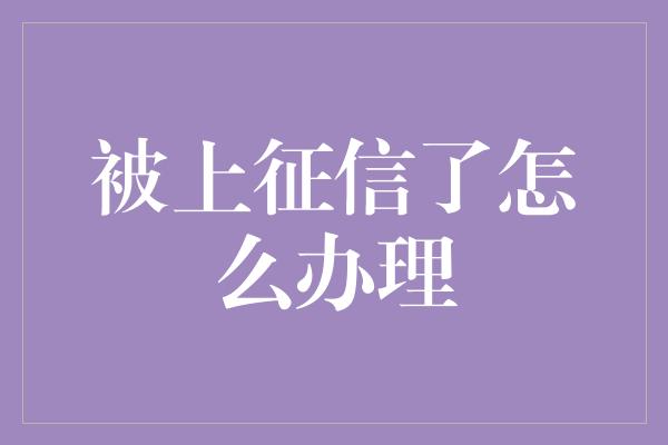 被上征信了怎么办理