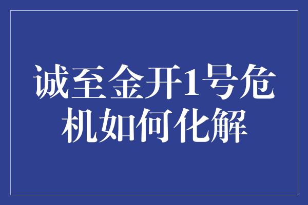 诚至金开1号危机如何化解