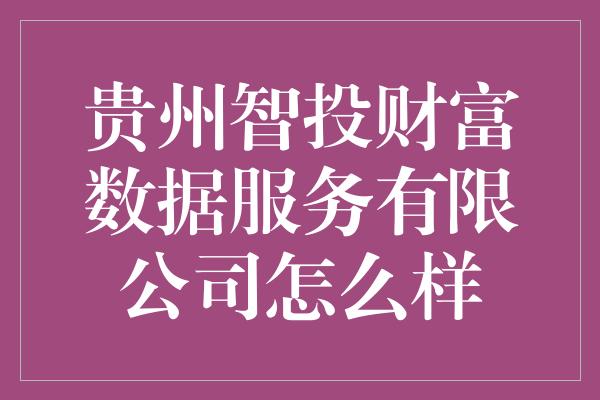 贵州智投财富数据服务有限公司怎么样