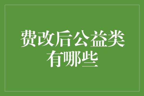 费改后公益类有哪些