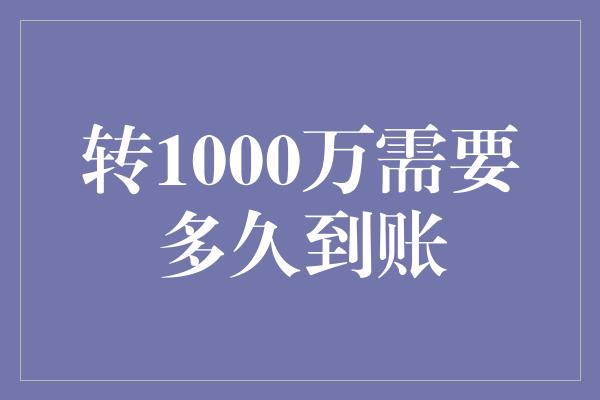 转1000万需要多久到账