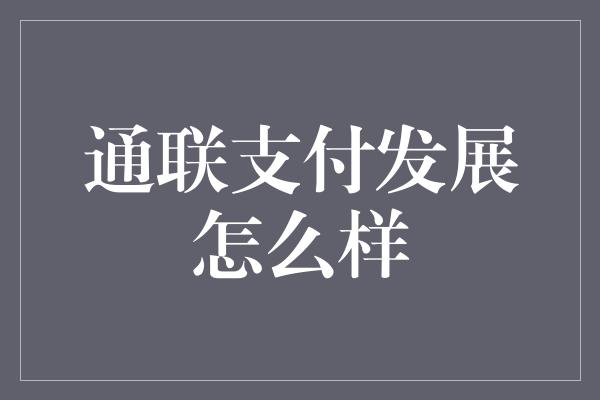 通联支付发展怎么样