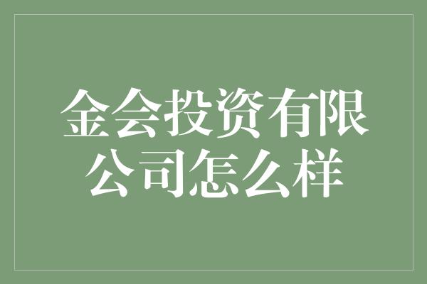 金会投资有限公司怎么样