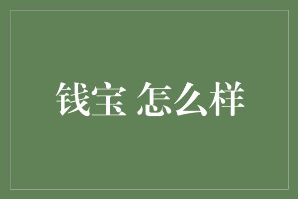 钱宝 怎么样