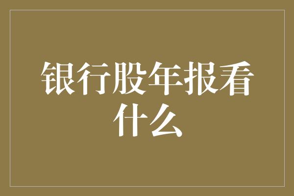 银行股年报看什么