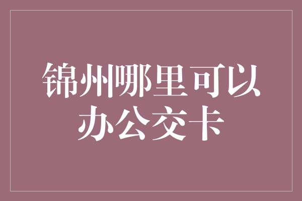 锦州哪里可以办公交卡