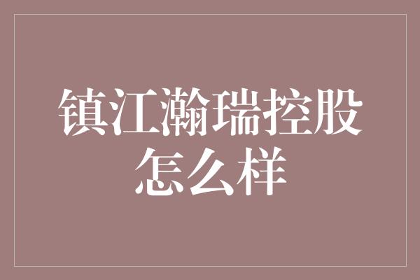 镇江瀚瑞控股怎么样