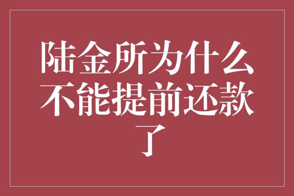 陆金所为什么不能提前还款了