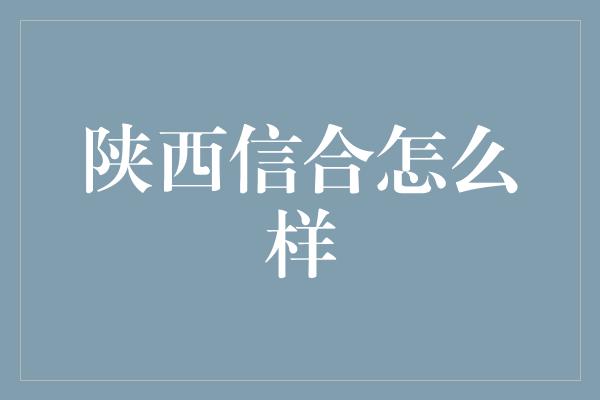 陕西信合怎么样