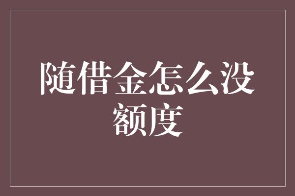 随借金怎么没额度