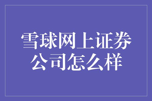 雪球网上证券公司怎么样