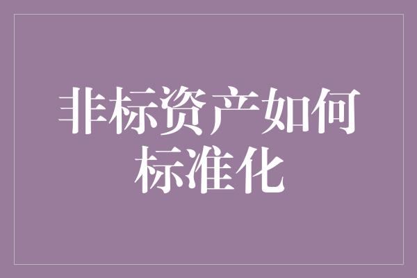 非标资产如何标准化