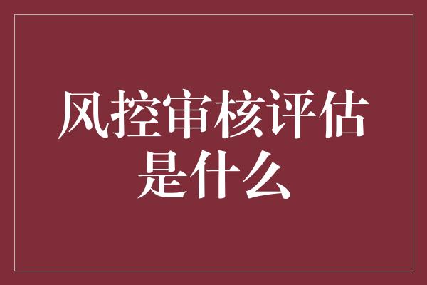 风控审核评估是什么