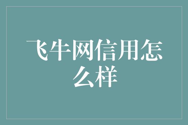 飞牛网信用怎么样