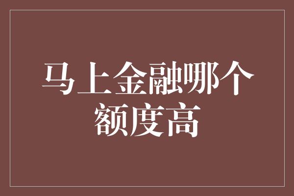 马上金融哪个额度高