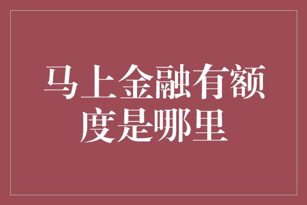 马上金融有额度是哪里