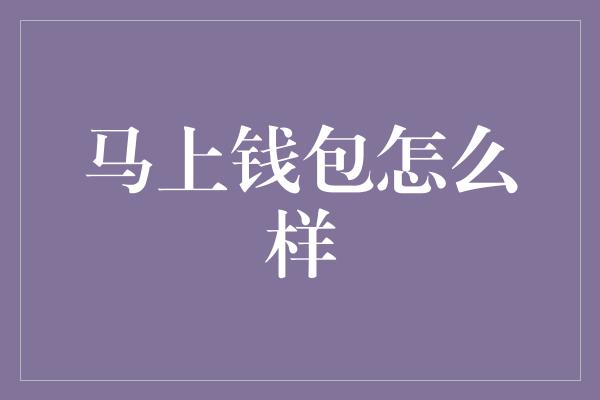 马上钱包怎么样