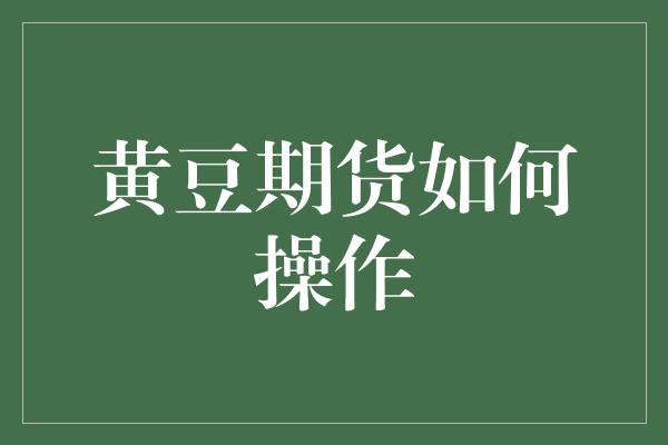 黄豆期货如何操作