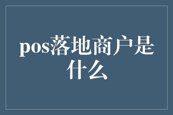 pos落地商户是什么