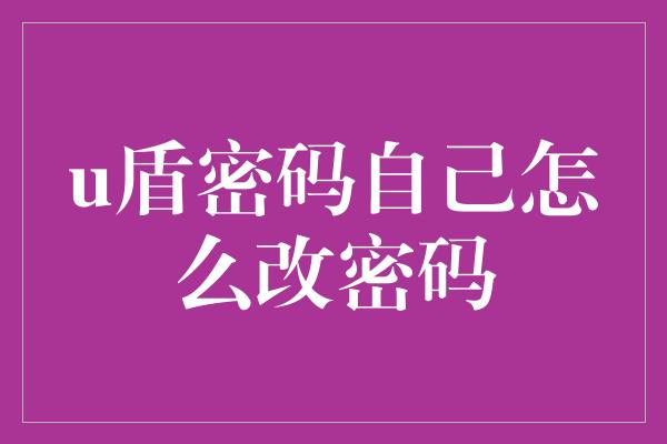 u盾密码自己怎么改密码