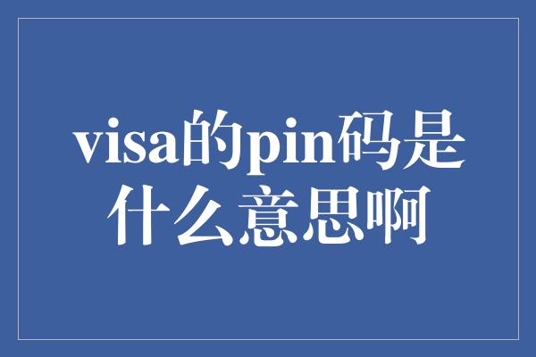 visa的pin码是什么意思啊